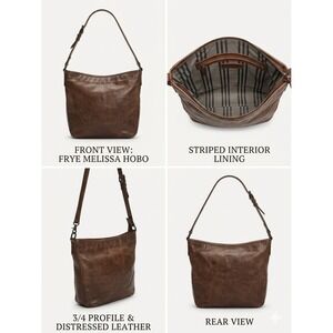 FRYE Melissa Hobo Bag Dark Brown Leather Shoulder Crossbody Handbag Purse